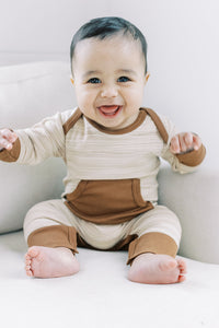 Kangaroo Romper - Cocoa Stripe