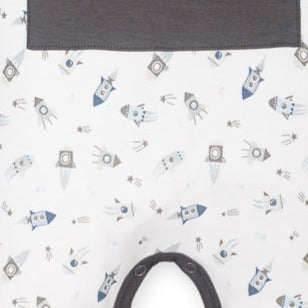 Kangaroo Romper - Spaceships on White  100% Pima Cotton