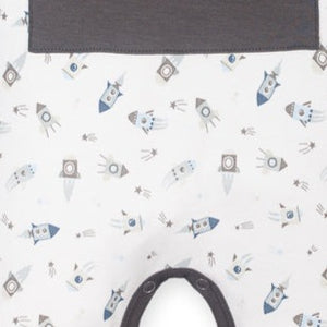 Kangaroo Romper - Spaceships on White  100% Pima Cotton