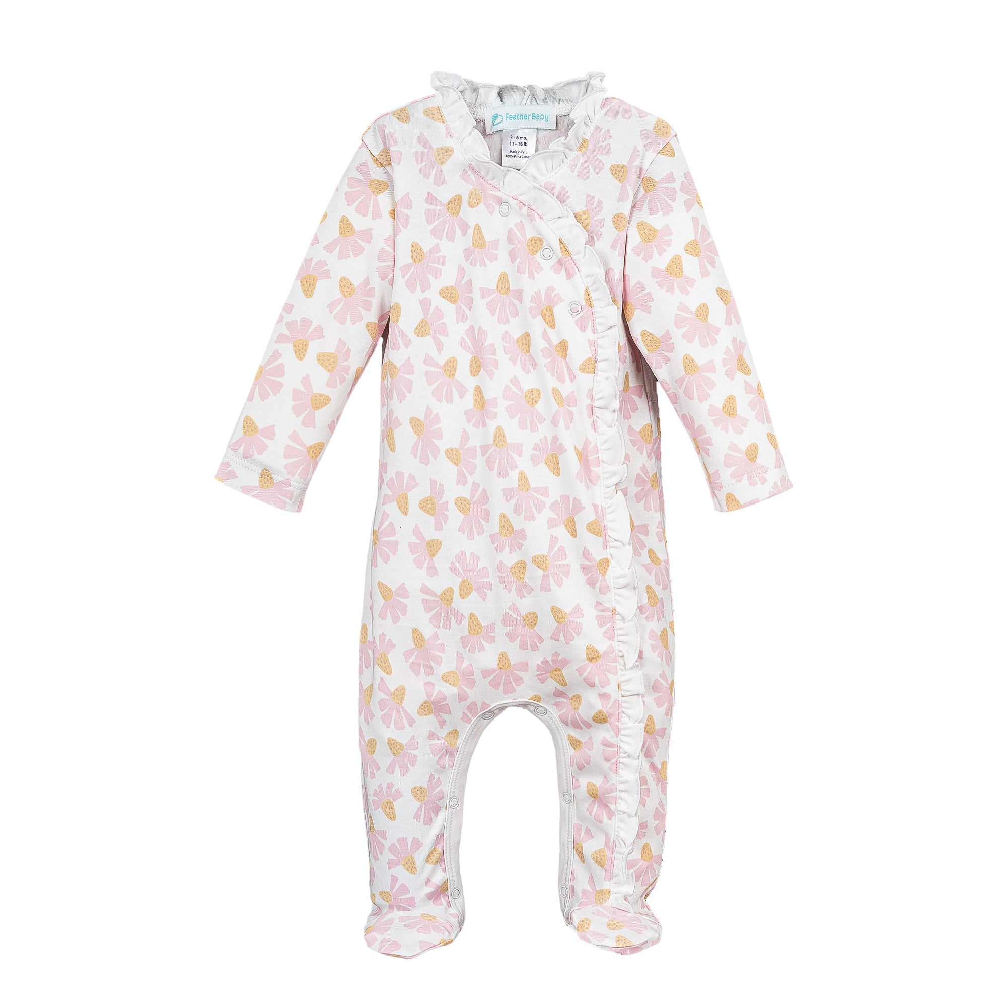 Kimono Ruffle Footie - Pink Madison