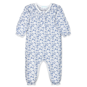 Ruched Romper - Blue Daisies 100% Pima Cotton