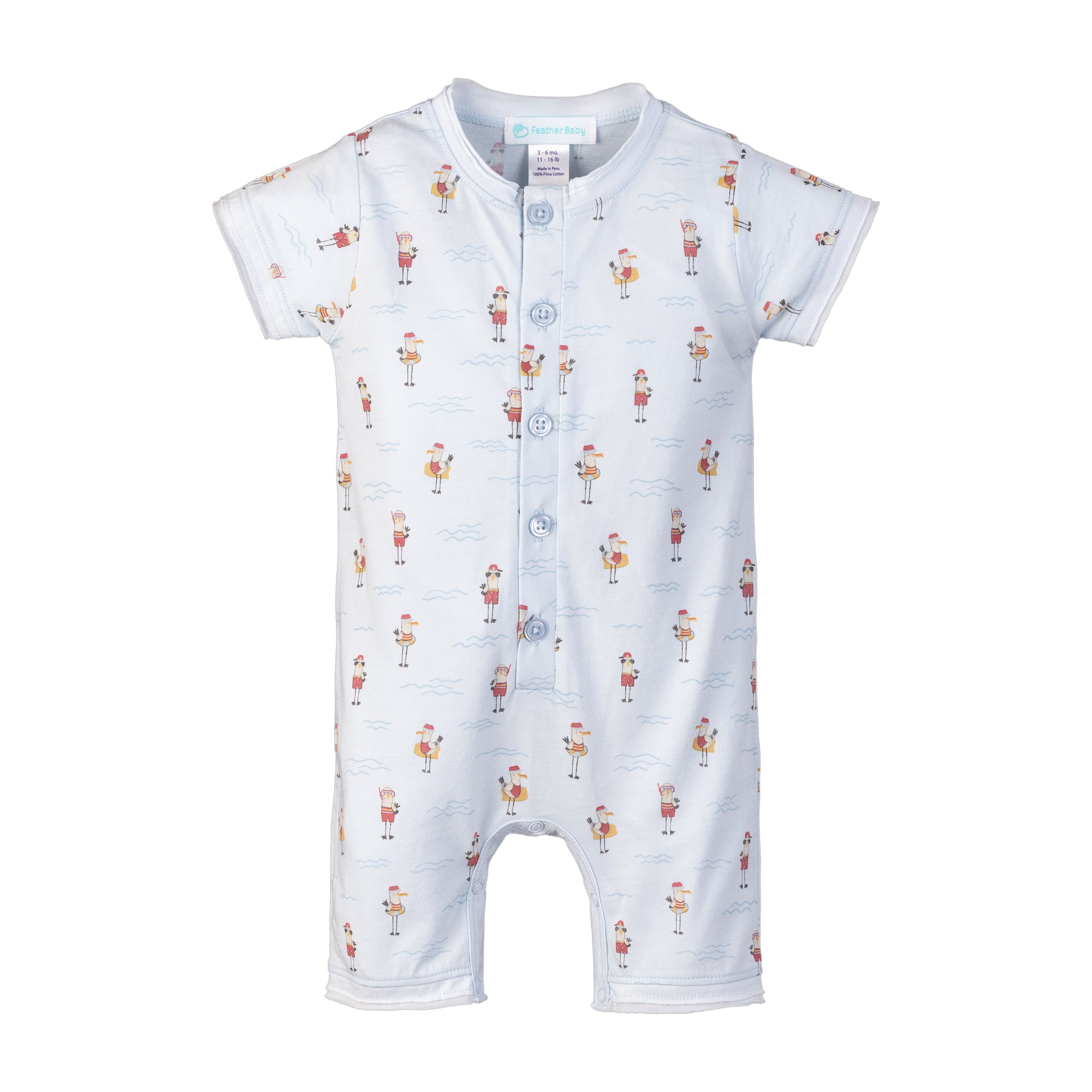 Henley Romper - Beach Buddies 100% Pima Cotton