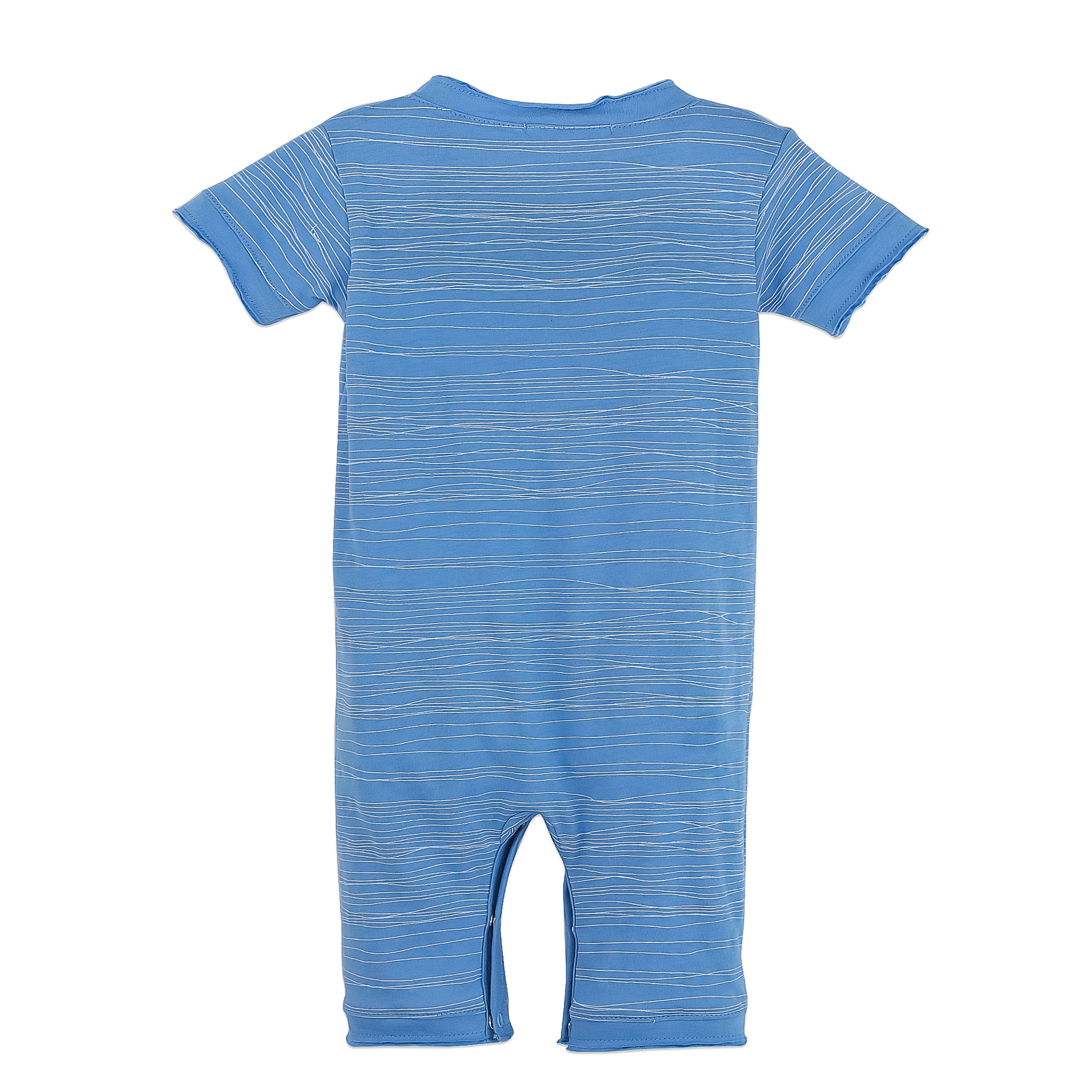 Henley Romper - Stripe on Cornflower Blue 100% Pima Cotton