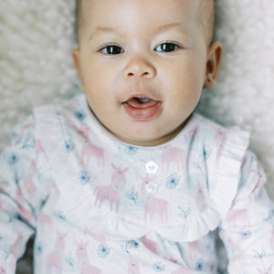 Ruffle-Yoke Romper - Mingling Zebras 100% Pima Cotton FAIRE