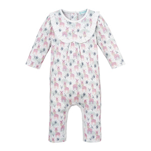 Ruffle-Yoke Romper - Mingling Zebras 100% Pima Cotton FAIRE