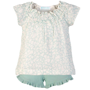 Ruched Tunic + Short - Aqua Angel's Trumpets