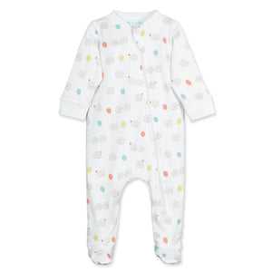 Zipper Footie - Floating Sheep 100% Pima Cotton SAMPLES