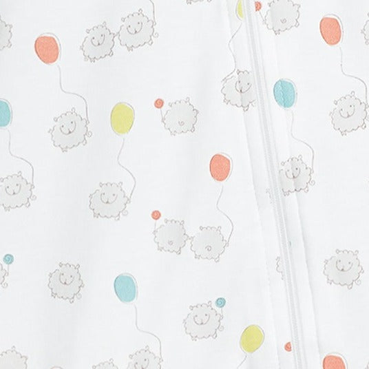 Zipper Footie - Floating Sheep 100% Pima Cotton SAMPLES