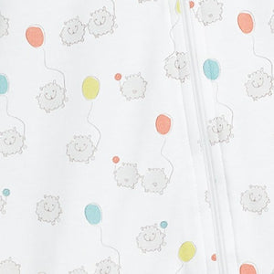 Zipper Footie - Floating Sheep 100% Pima Cotton SAMPLES