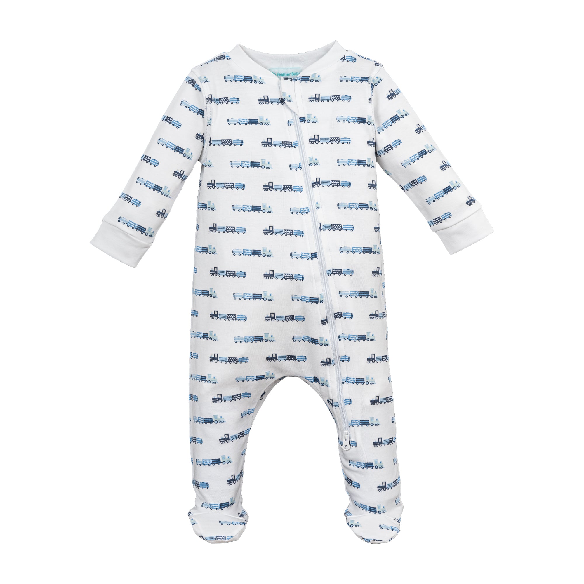 Zipper Footie - Choo Choo Hypoallergenic Pima Cotton