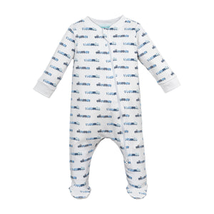 Zipper Footie - Choo Choo Hypoallergenic Pima Cotton
