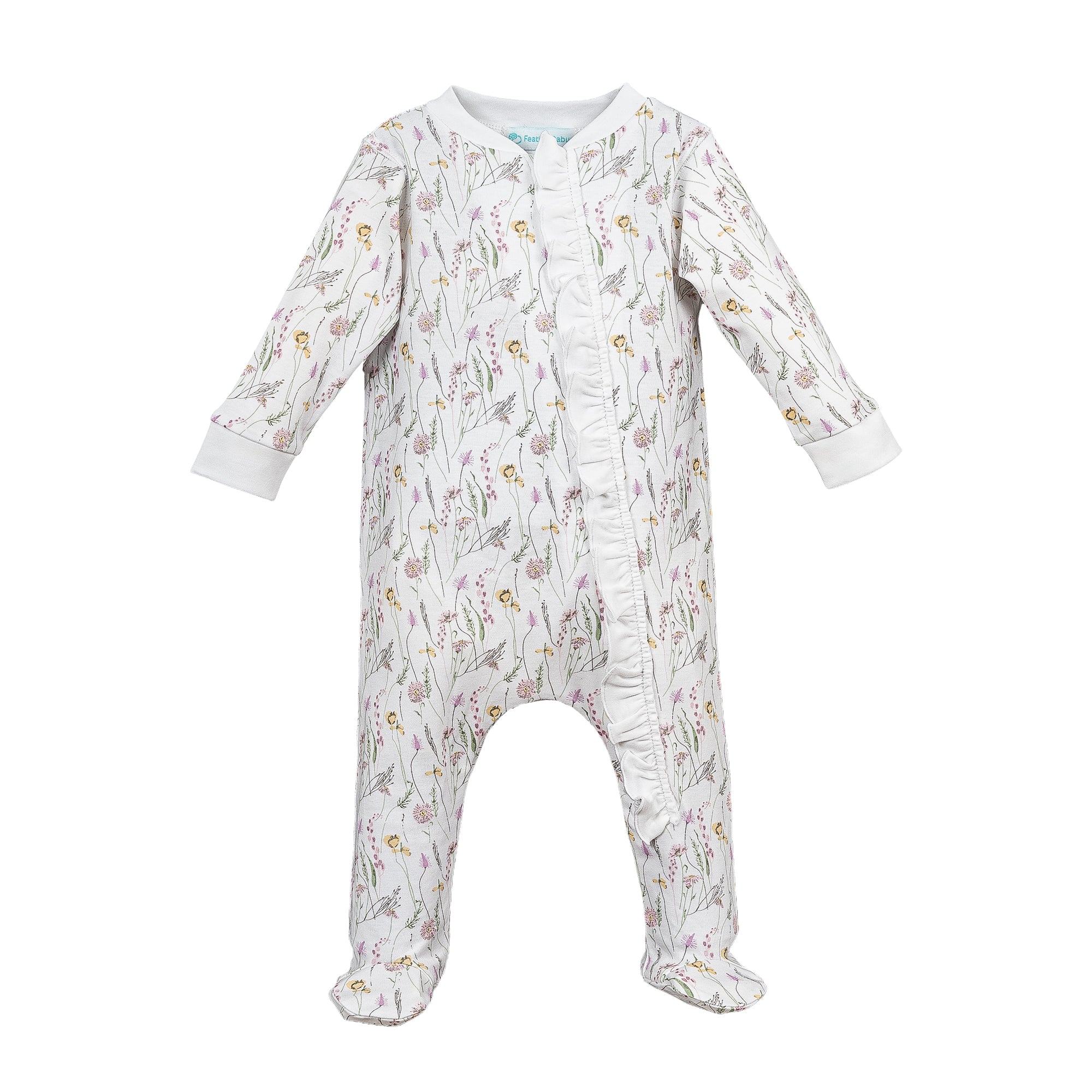 Zipper Footie - Lyla on White
