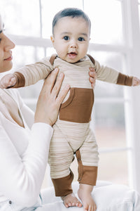 Kangaroo Romper - Cocoa Stripe