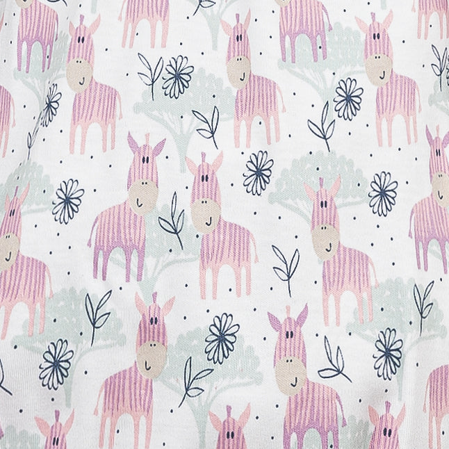 Ruffle-Yoke Romper - Mingling Zebras 100% Pima Cotton FAIRE