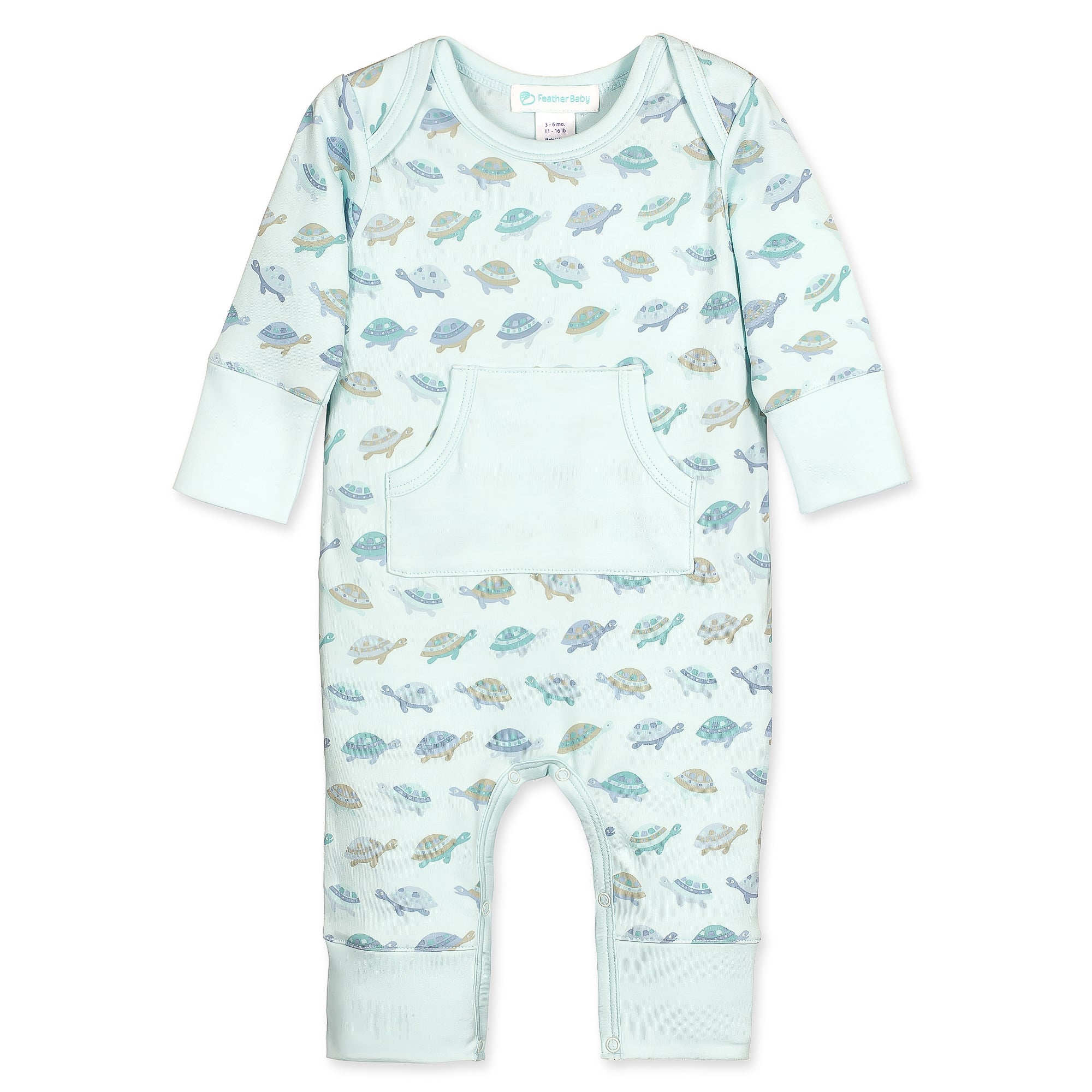 [Free_Shipping]-[Pima_Cotton]-Long Rompers-[Baby_Gift]-[Shower_Gift]-[Designer]-Feather Baby