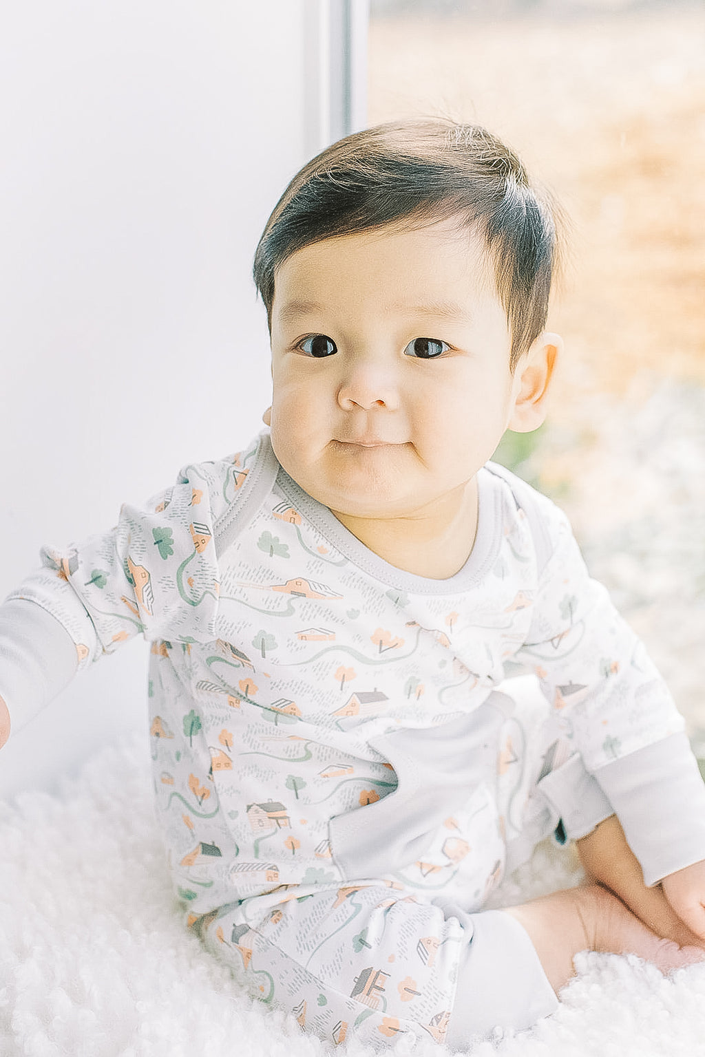[Free_Shipping]-[Pima_Cotton]-Long Rompers-[Baby_Gift]-[Shower_Gift]-[Designer]-Feather Baby