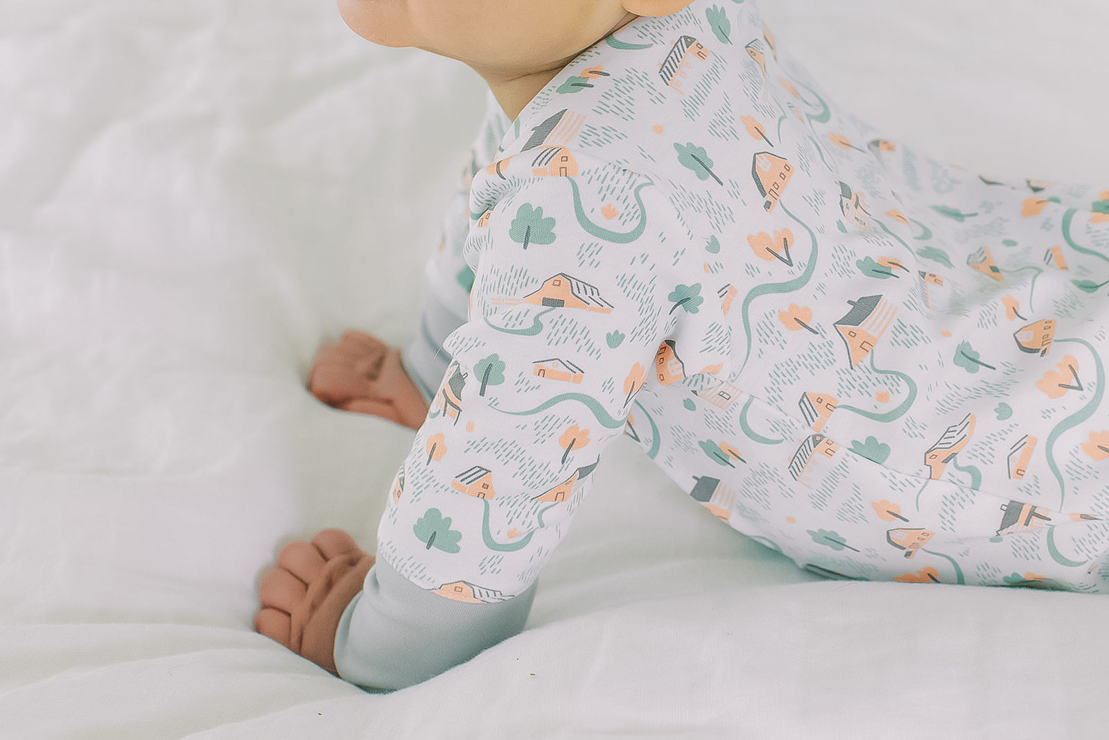 [Free_Shipping]-[Pima_Cotton]-Long Rompers-[Baby_Gift]-[Shower_Gift]-[Designer]-Feather Baby