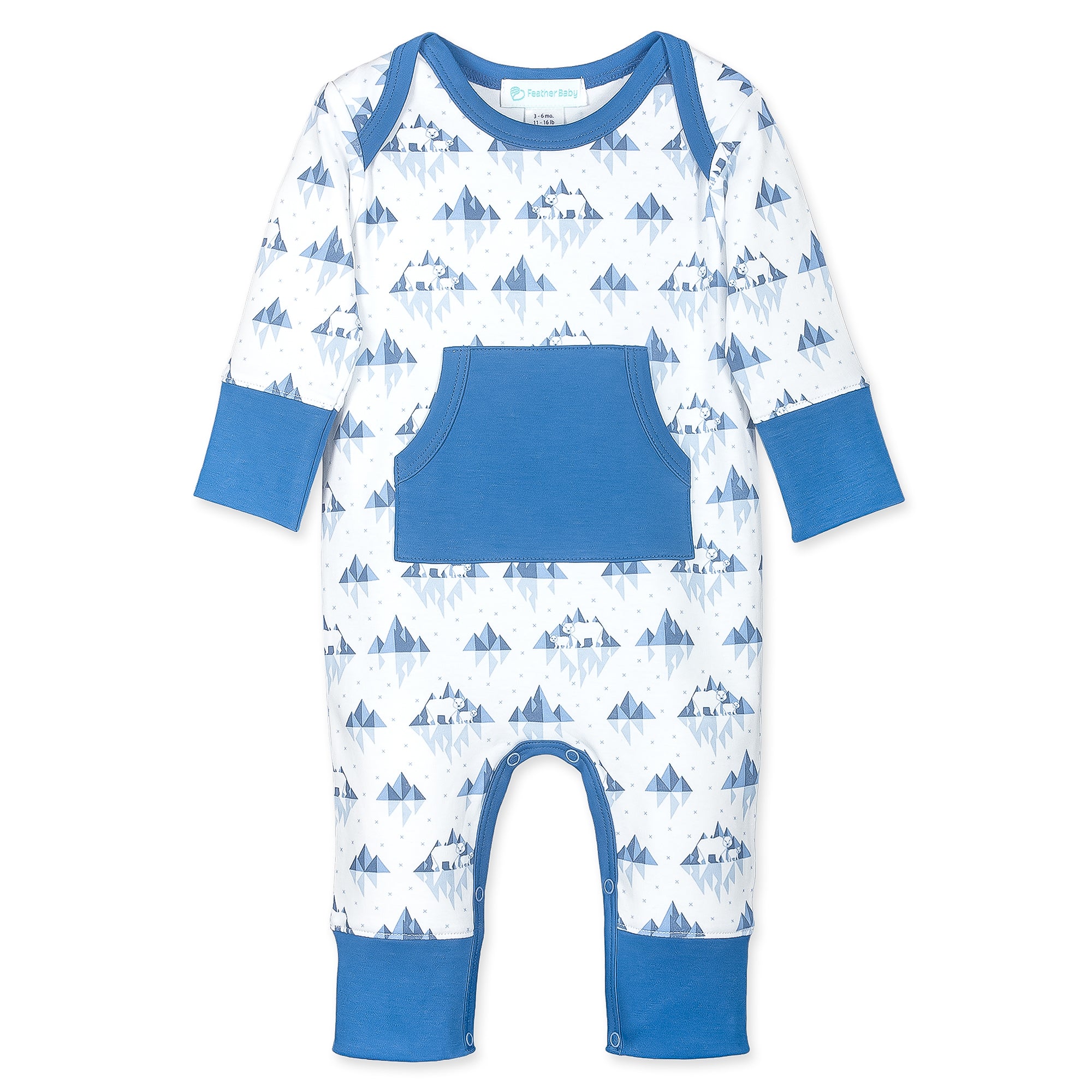 [Free_Shipping]-[Pima_Cotton]-Long Rompers-[Baby_Gift]-[Shower_Gift]-[Designer]-Feather Baby