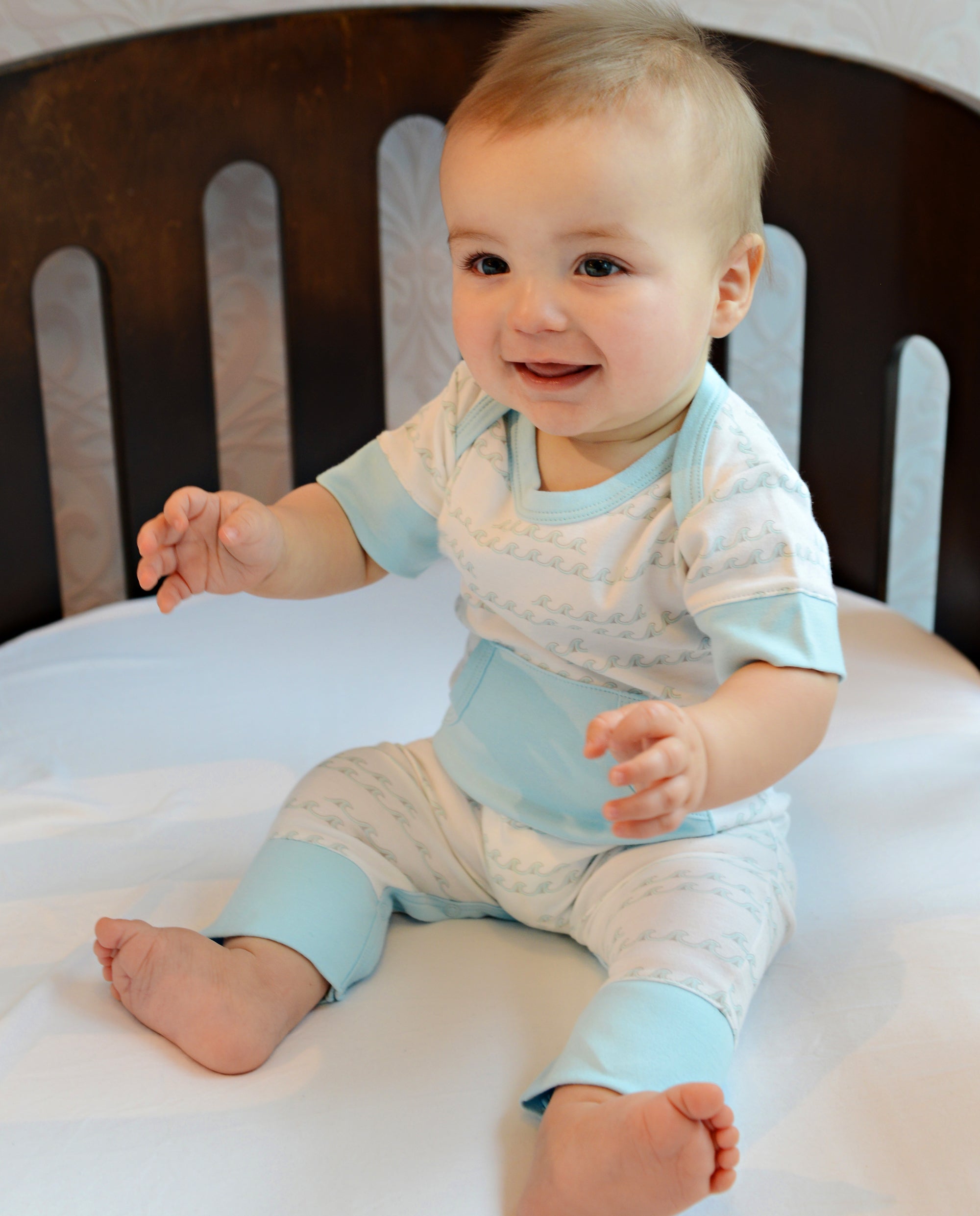 [Free_Shipping]-[Pima_Cotton]-Short Rompers-[Baby_Gift]-[Shower_Gift]-[Designer]-Feather Baby