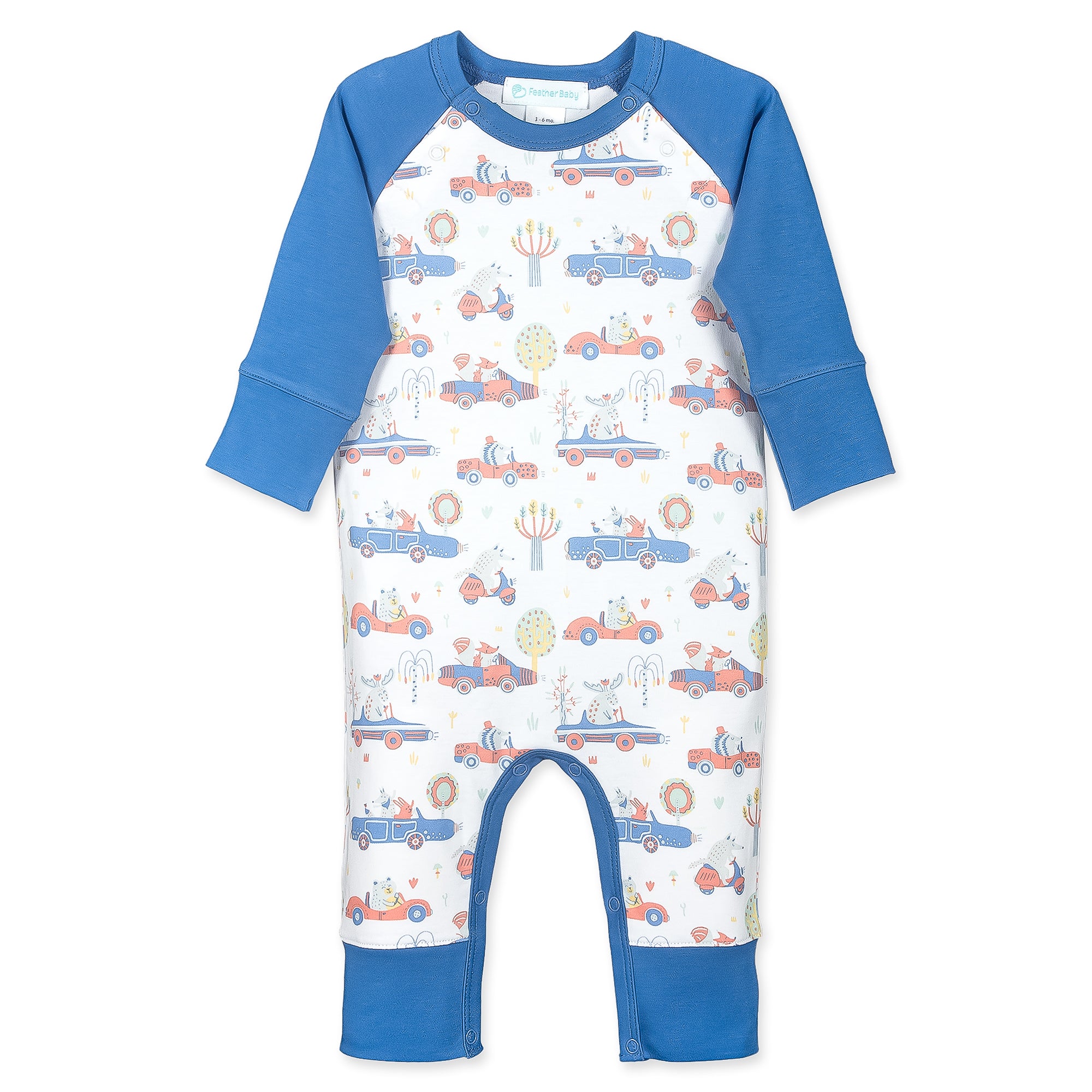 [Free_Shipping]-[Pima_Cotton]-Long Rompers-[Baby_Gift]-[Shower_Gift]-[Designer]-Feather Baby