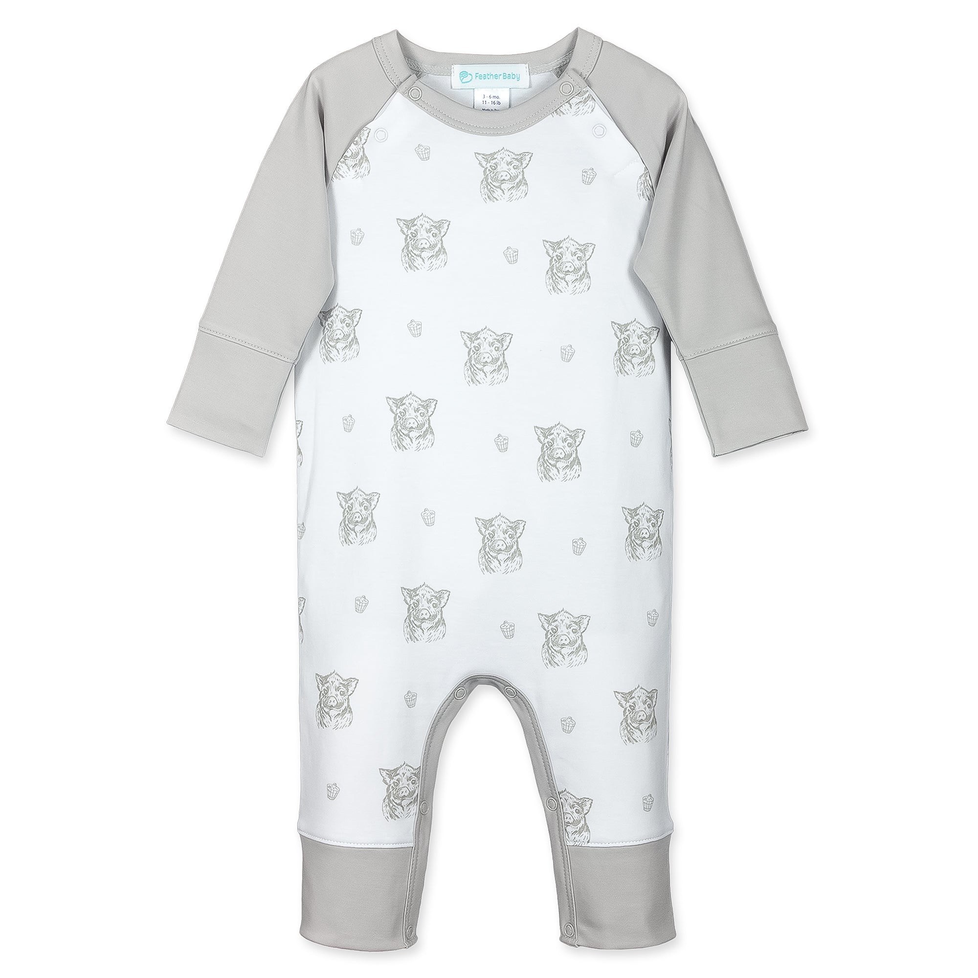 [Free_Shipping]-[Pima_Cotton]-Long Rompers-[Baby_Gift]-[Shower_Gift]-[Designer]-Feather Baby