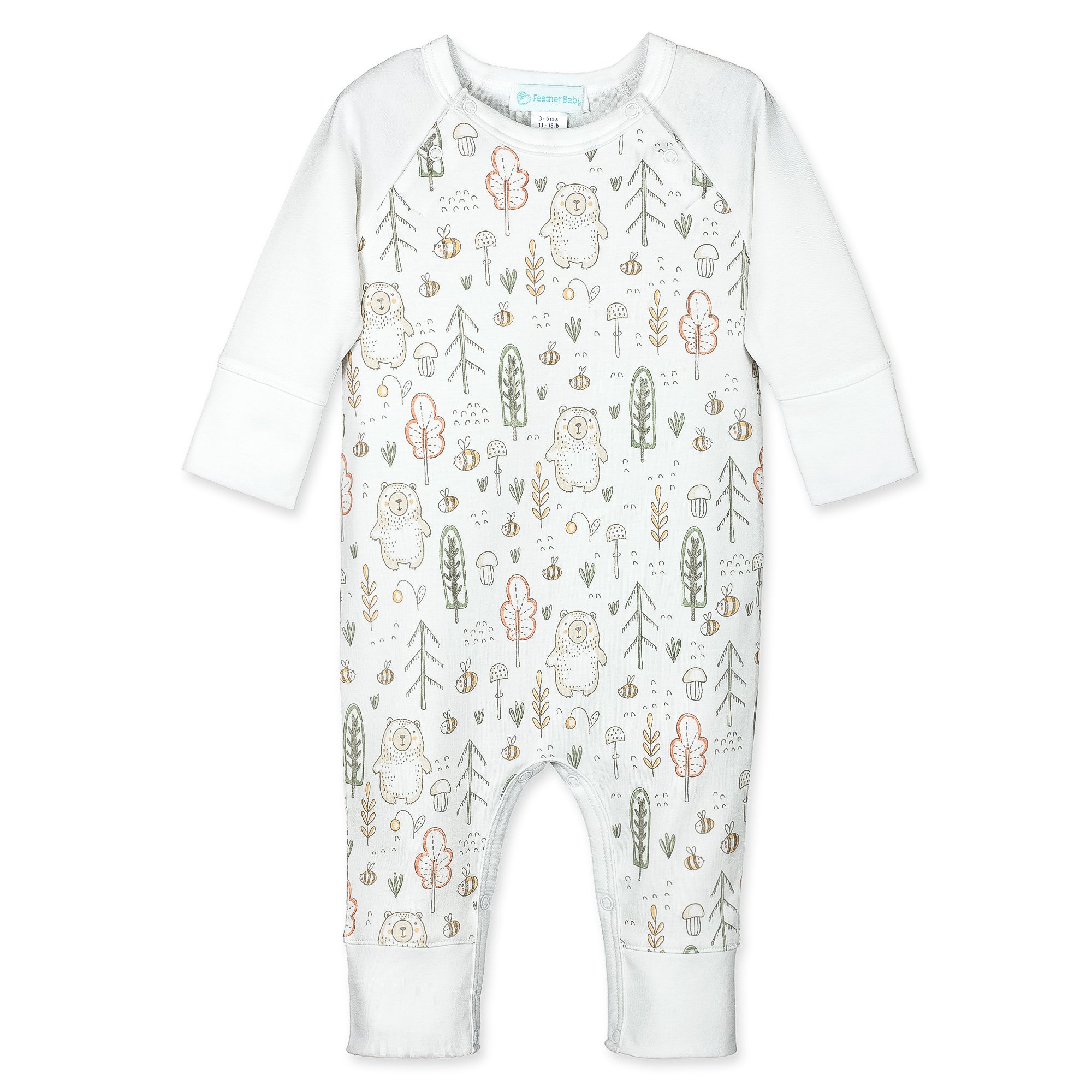 [Free_Shipping]-[Pima_Cotton]-Long Rompers-[Baby_Gift]-[Shower_Gift]-[Designer]-Feather Baby