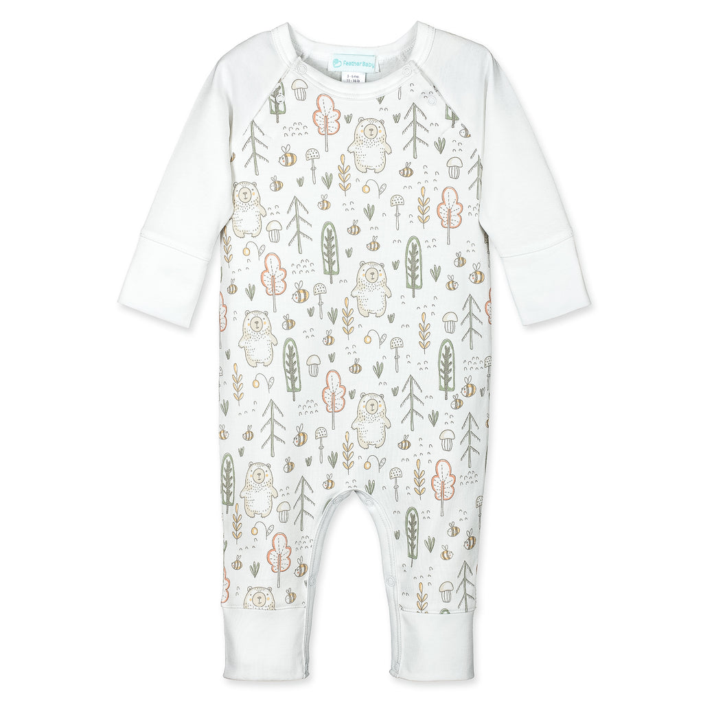 [Free_Shipping]-[Pima_Cotton]-Long Rompers-[Baby_Gift]-[Shower_Gift]-[Designer]-Feather Baby