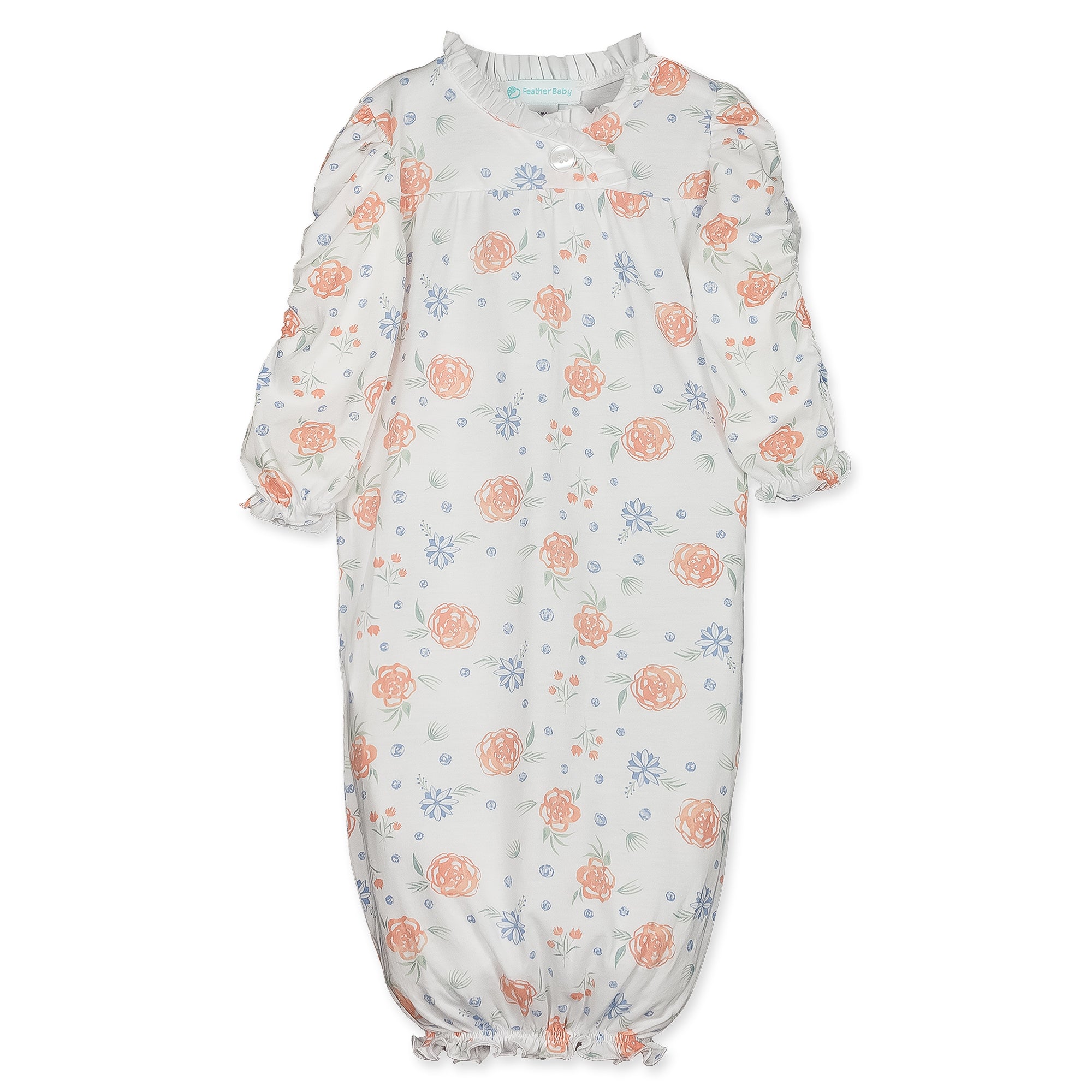 [Free_Shipping]-[Pima_Cotton]-Gowns-[Baby_Gift]-[Shower_Gift]-[Designer]-Feather Baby
