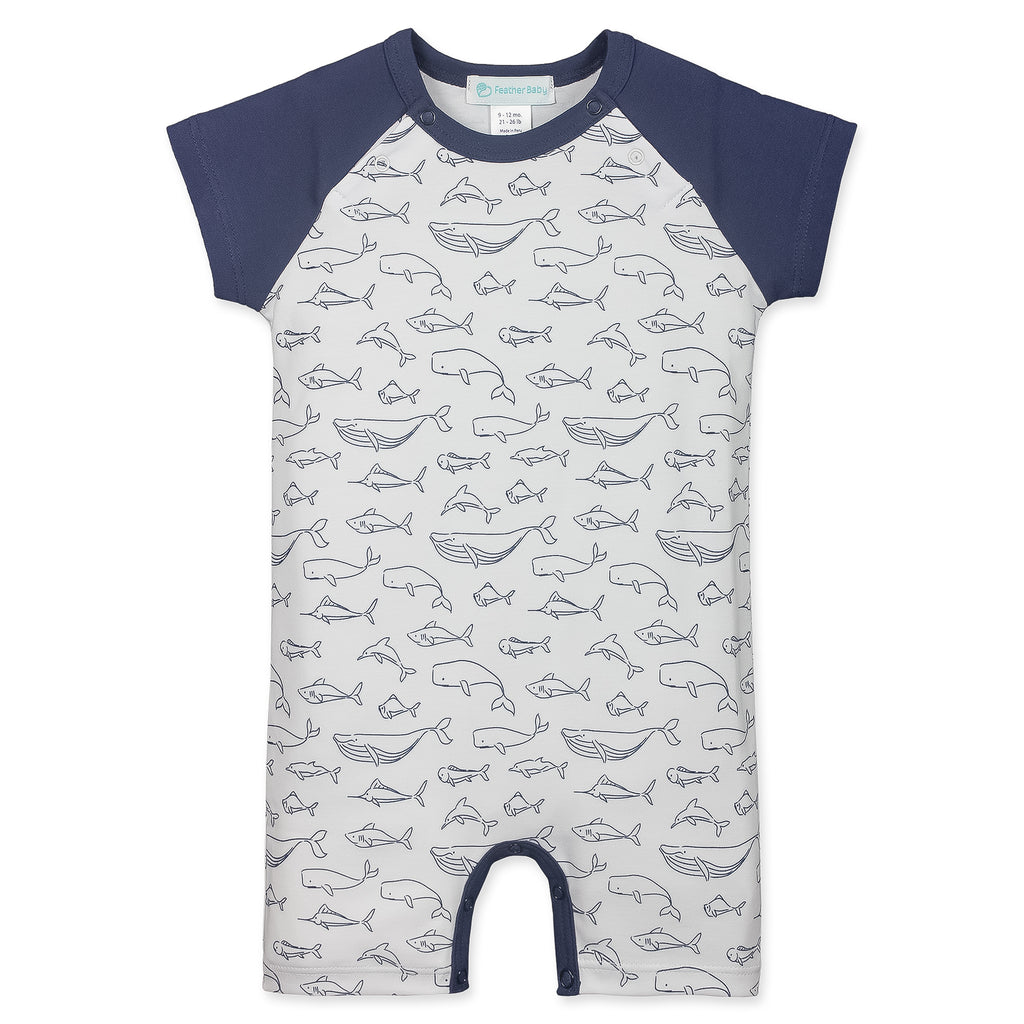 [Free_Shipping]-[Pima_Cotton]-Short Rompers-[Baby_Gift]-[Shower_Gift]-[Designer]-Feather Baby