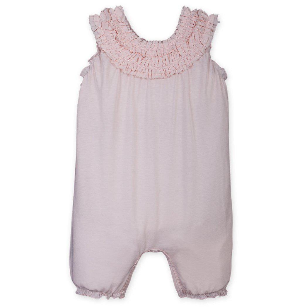 Double-Ruffle Romper - Solid Coral  100% Pima Cotton