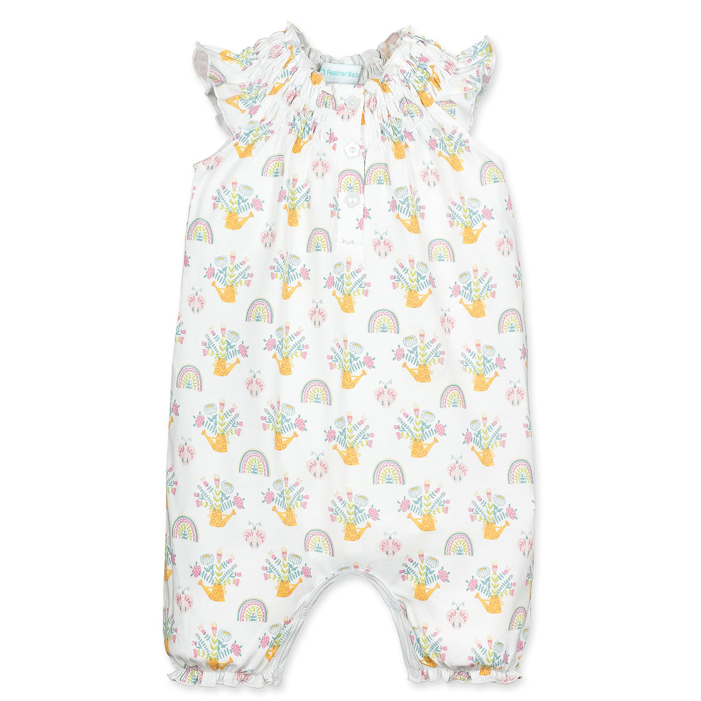 [Free_Shipping]-[Pima_Cotton]-Short Rompers-[Baby_Gift]-[Shower_Gift]-[Designer]-Feather Baby