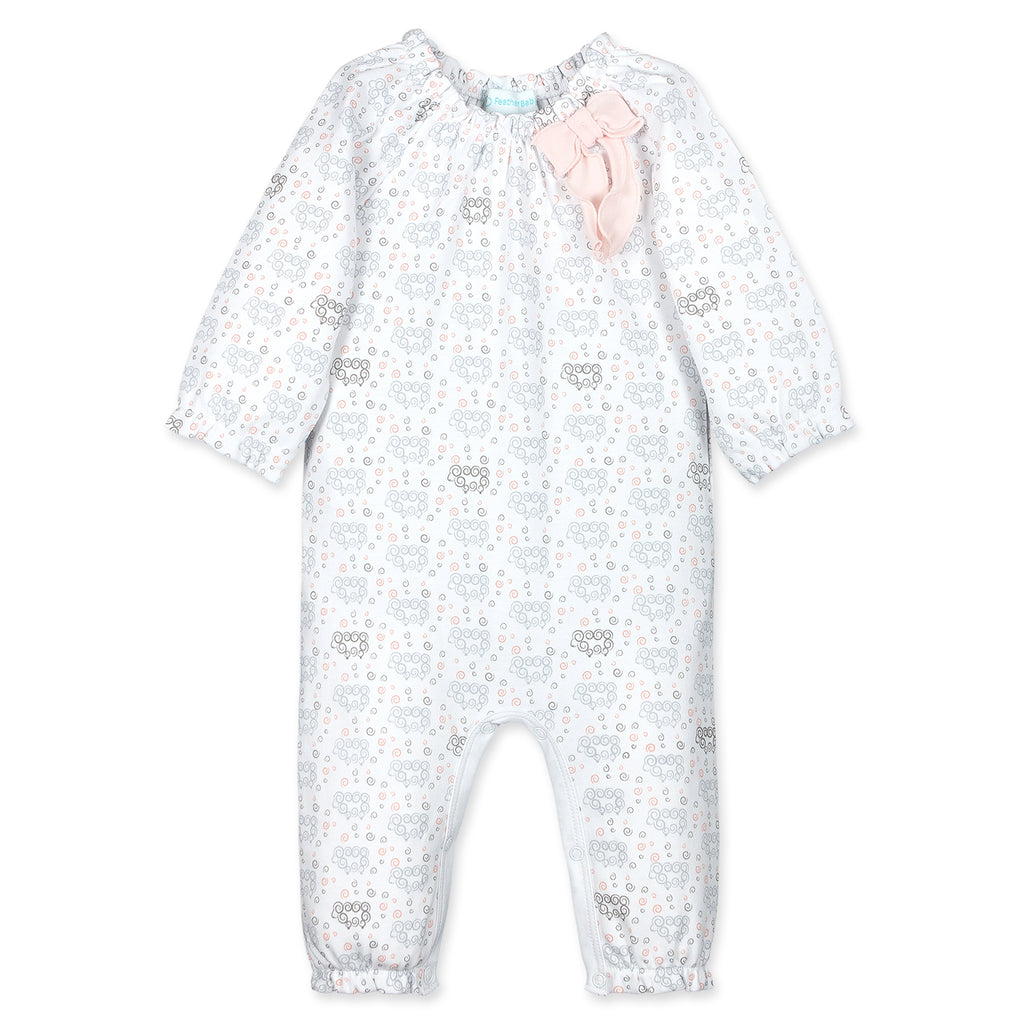 [Free_Shipping]-[Pima_Cotton]-Long Rompers-[Baby_Gift]-[Shower_Gift]-[Designer]-Feather Baby