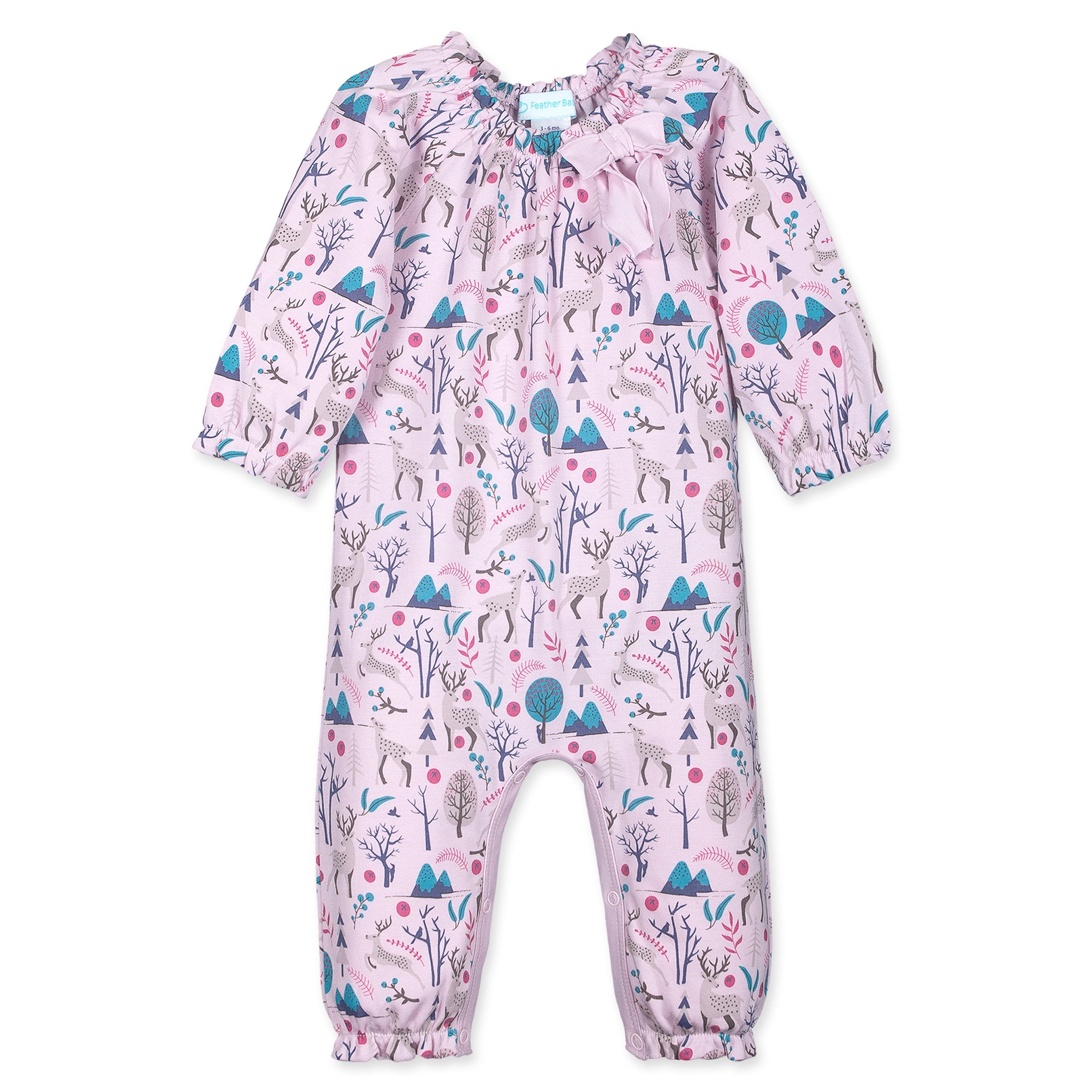 [Free_Shipping]-[Pima_Cotton]-Long Rompers-[Baby_Gift]-[Shower_Gift]-[Designer]-Feather Baby