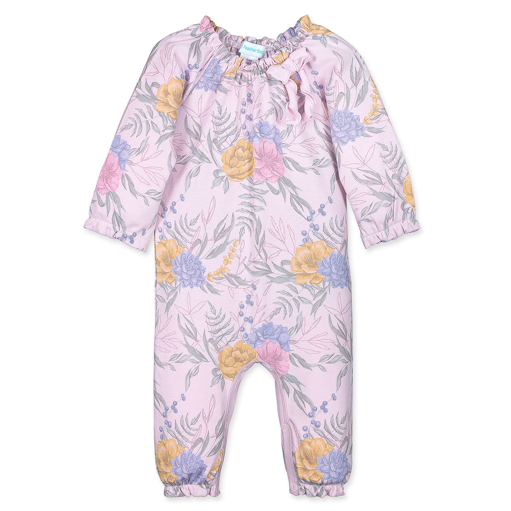 [Free_Shipping]-[Pima_Cotton]-Long Rompers-[Baby_Gift]-[Shower_Gift]-[Designer]-Feather Baby