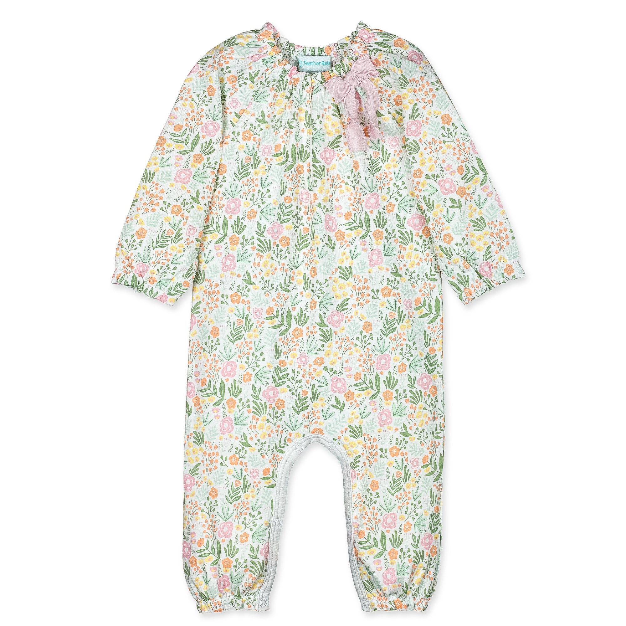 [Free_Shipping]-[Pima_Cotton]-Long Rompers-[Baby_Gift]-[Shower_Gift]-[Designer]-Feather Baby