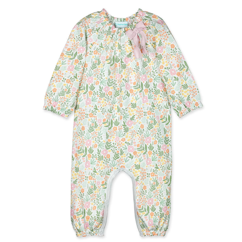 [Free_Shipping]-[Pima_Cotton]-Long Rompers-[Baby_Gift]-[Shower_Gift]-[Designer]-Feather Baby