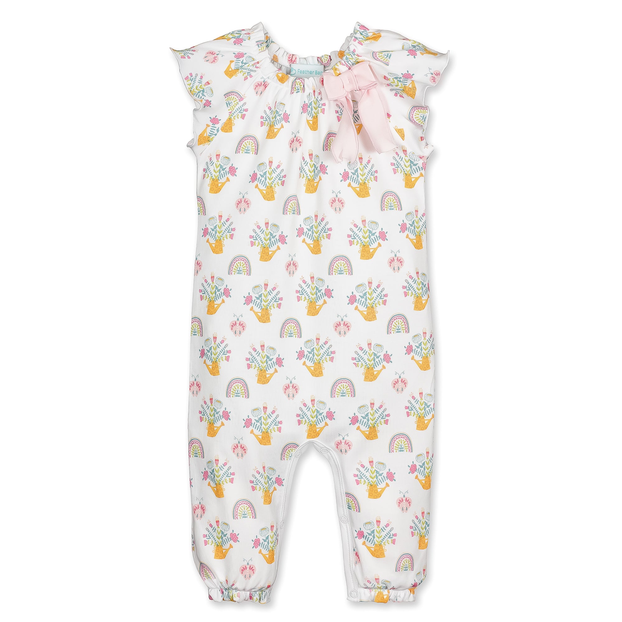 [Free_Shipping]-[Pima_Cotton]-Long Rompers-[Baby_Gift]-[Shower_Gift]-[Designer]-Feather Baby