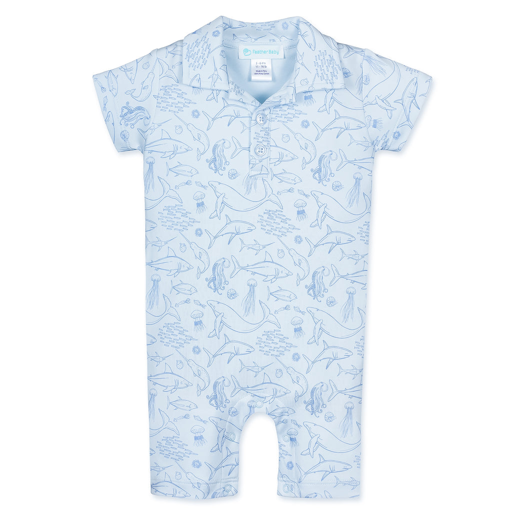[Free_Shipping]-[Pima_Cotton]-Short Rompers-[Baby_Gift]-[Shower_Gift]-[Designer]-Feather Baby