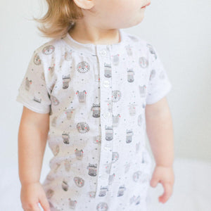 [Free_Shipping]-[Pima_Cotton]-Short Rompers-[Baby_Gift]-[Shower_Gift]-[Designer]-Feather Baby