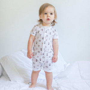[Free_Shipping]-[Pima_Cotton]-Short Rompers-[Baby_Gift]-[Shower_Gift]-[Designer]-Feather Baby