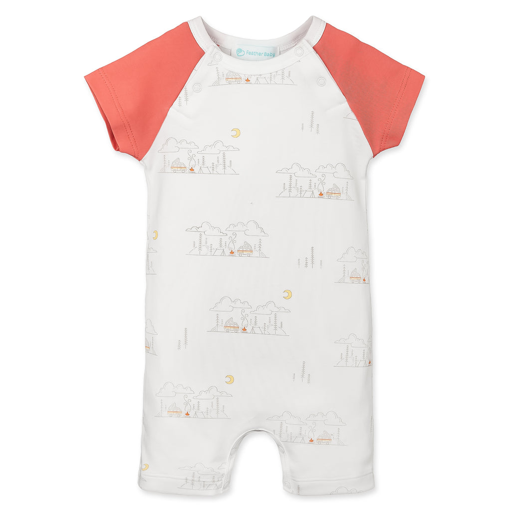 [Free_Shipping]-[Pima_Cotton]-Short Rompers-[Baby_Gift]-[Shower_Gift]-[Designer]-Feather Baby