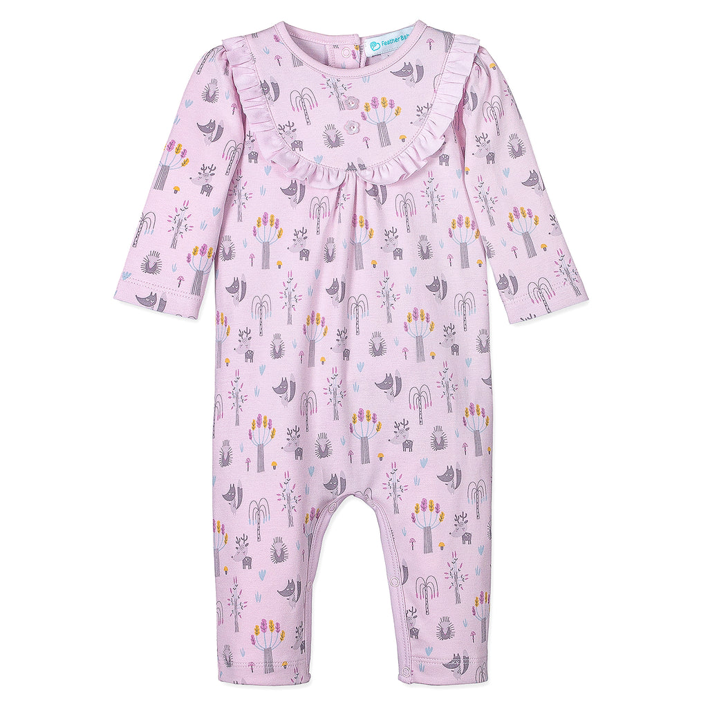 [Free_Shipping]-[Pima_Cotton]-Long Rompers-[Baby_Gift]-[Shower_Gift]-[Designer]-Feather Baby