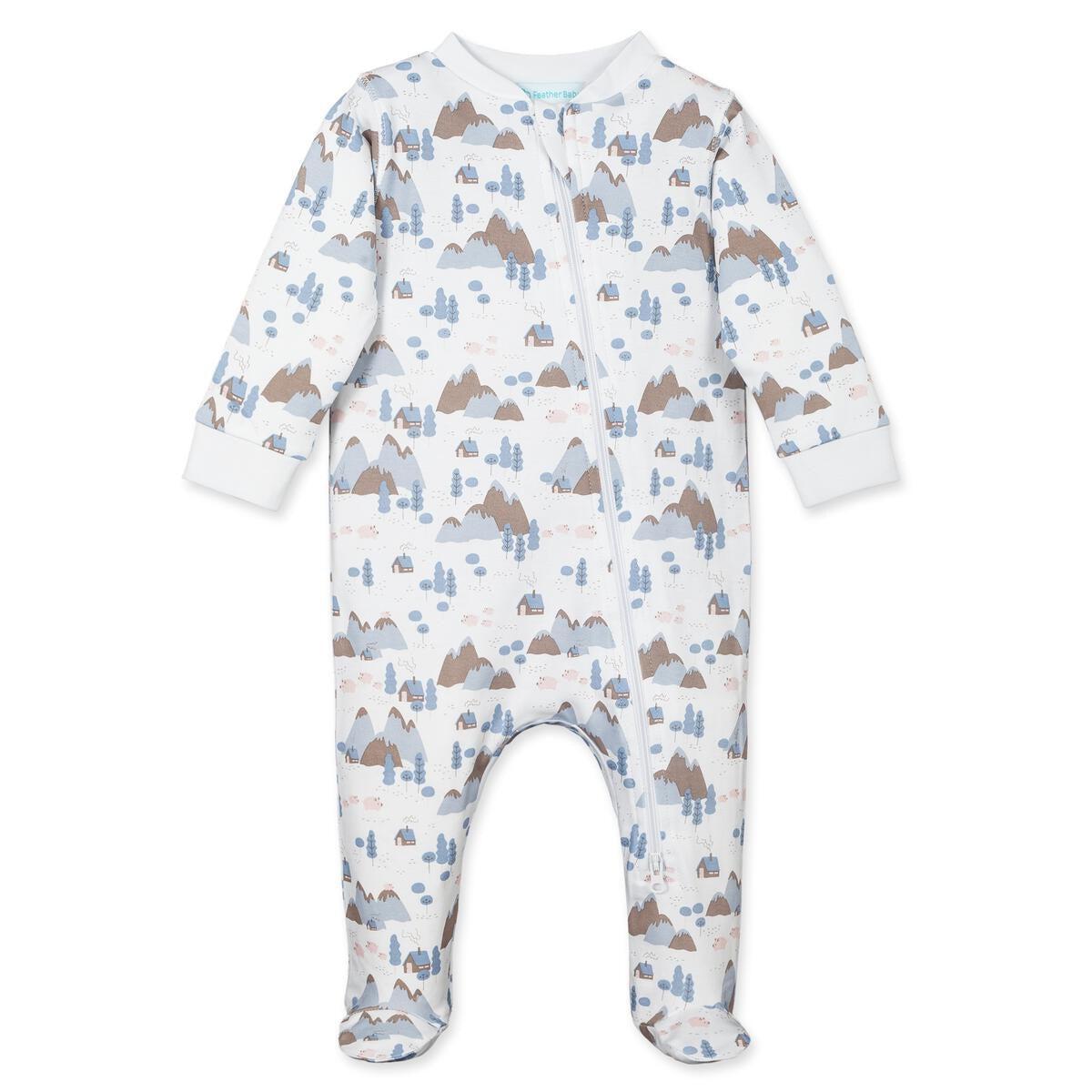 [Free_Shipping]-[Pima_Cotton]-Footies-[Baby_Gift]-[Shower_Gift]-[Designer]-Feather Baby