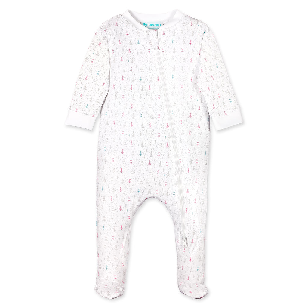 [Free_Shipping]-[Pima_Cotton]-Footies-[Baby_Gift]-[Shower_Gift]-[Designer]-Feather Baby
