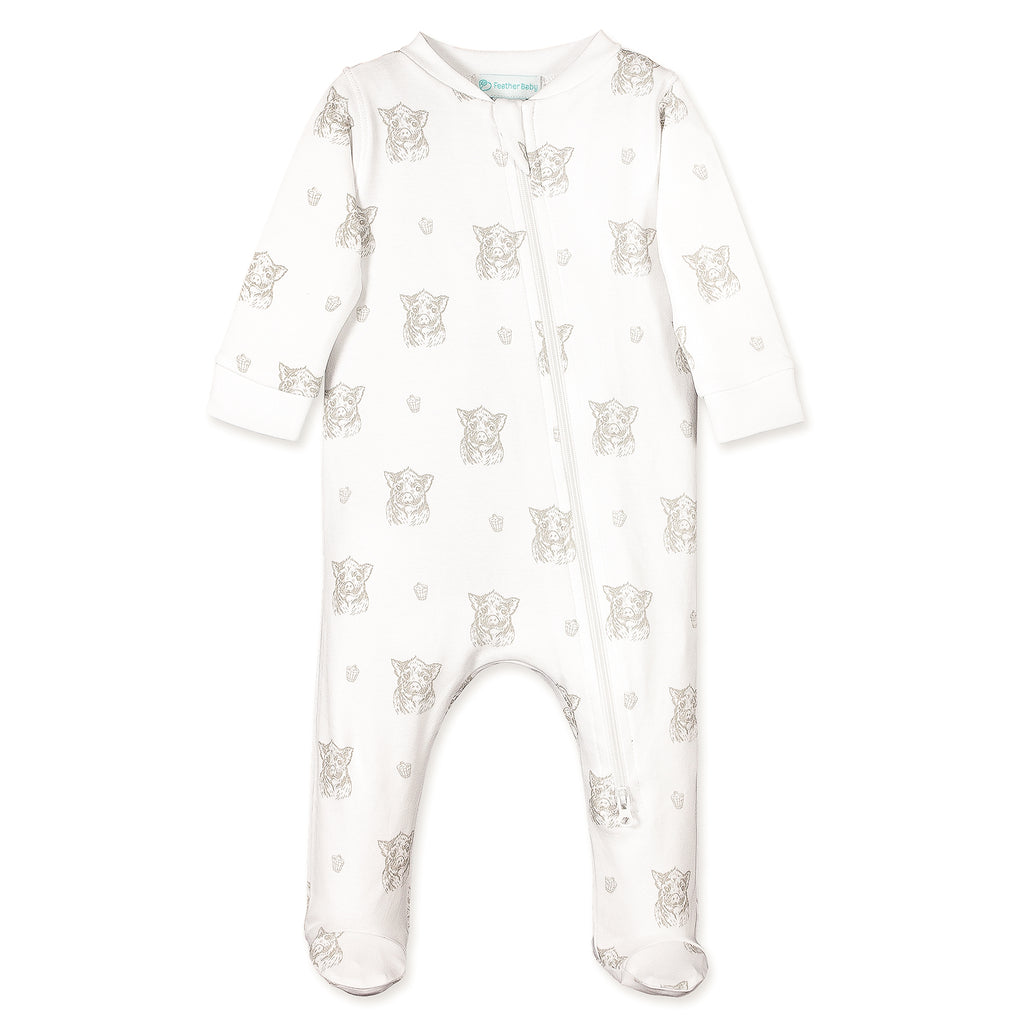 [Free_Shipping]-[Pima_Cotton]-Footies-[Baby_Gift]-[Shower_Gift]-[Designer]-Feather Baby