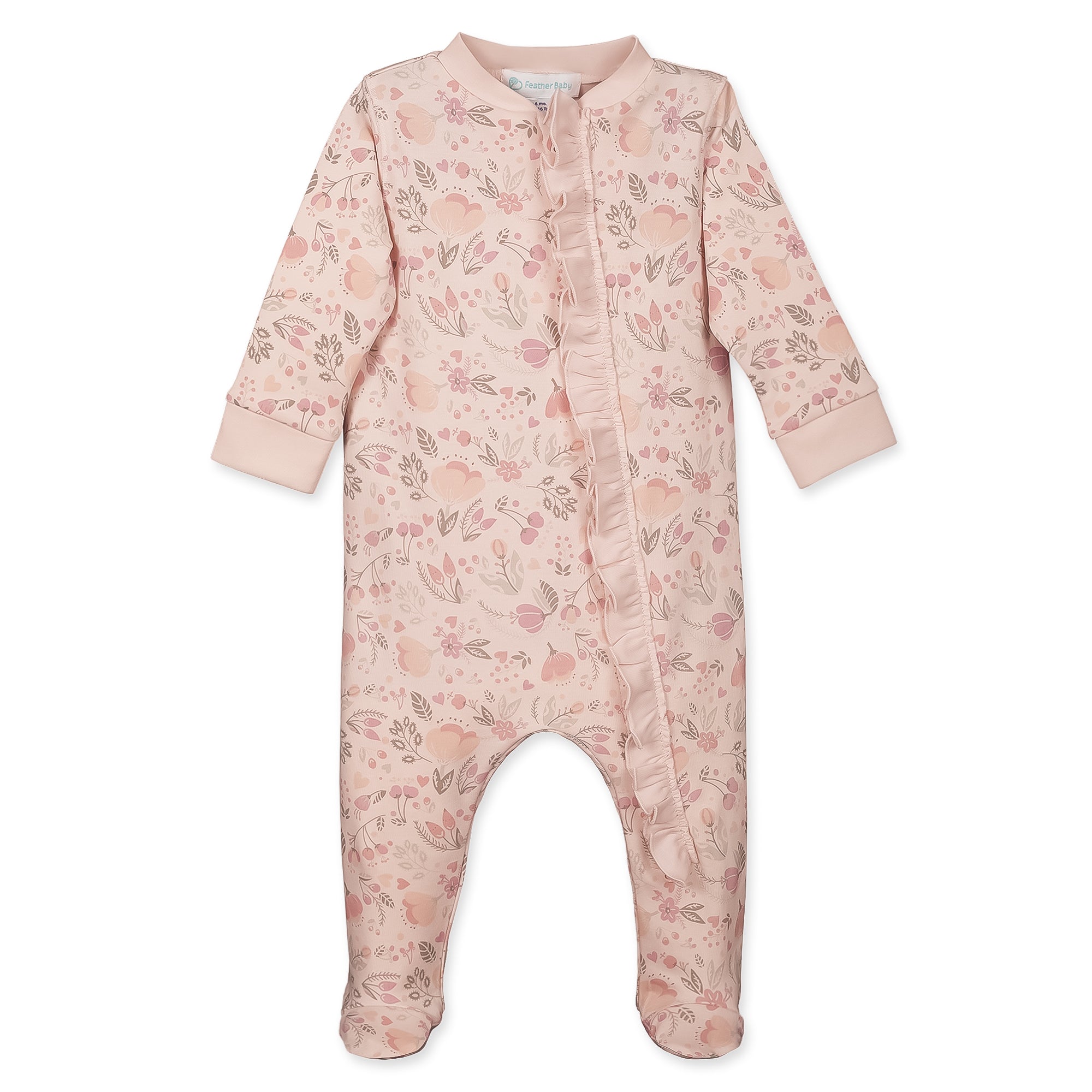 [Free_Shipping]-[Pima_Cotton]-Footies-[Baby_Gift]-[Shower_Gift]-[Designer]-Feather Baby